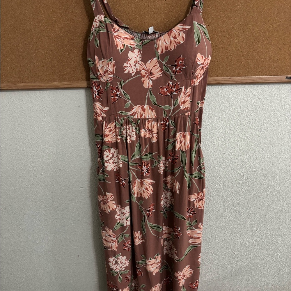 Floral Taupe Midi Dress